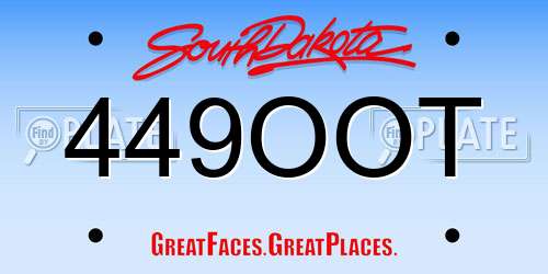 449OOT South Dakota License Plate