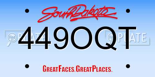 449OQT South Dakota License Plate
