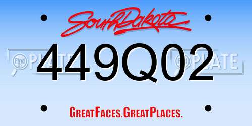 449Q02 South Dakota License Plate
