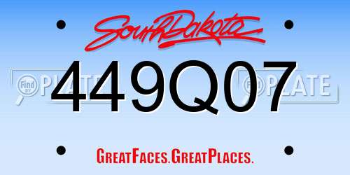 449Q07 South Dakota License Plate