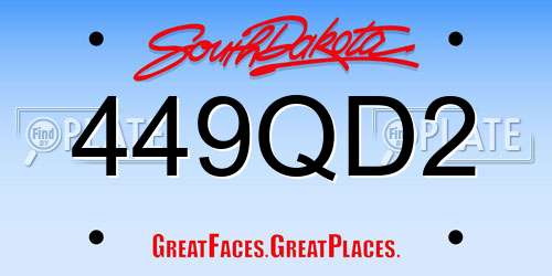 449QD2 South Dakota License Plate