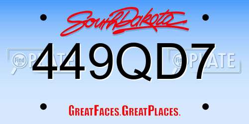 449QD7 South Dakota License Plate