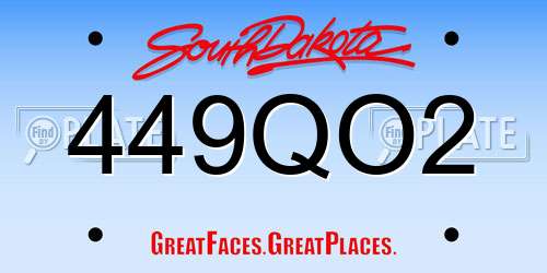 449QO2 South Dakota License Plate