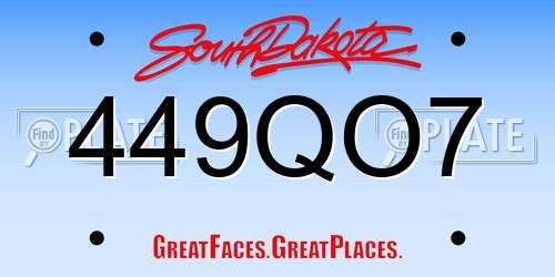 449QO7 South Dakota License Plate