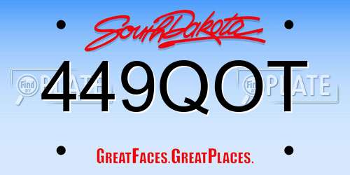 449QOT South Dakota License Plate