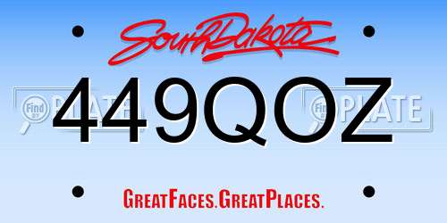449QOZ South Dakota License Plate