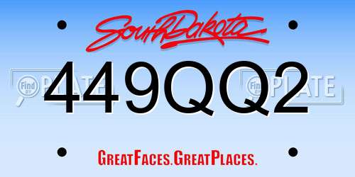 449QQ2 South Dakota License Plate