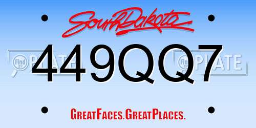 449QQ7 South Dakota License Plate
