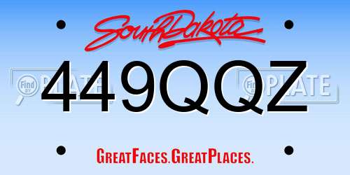 449QQZ South Dakota License Plate