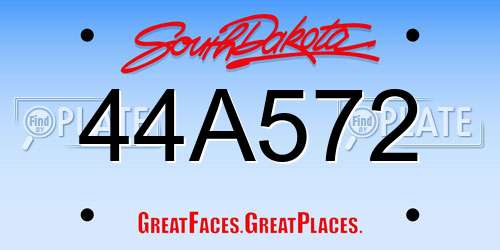 44A572 South Dakota License Plate