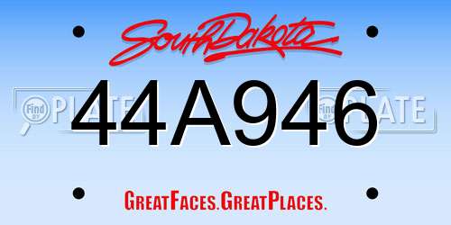 44A946 South Dakota License Plate