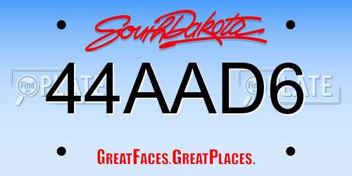 44AAD6 South Dakota License Plate