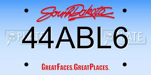 44ABL6 South Dakota License Plate