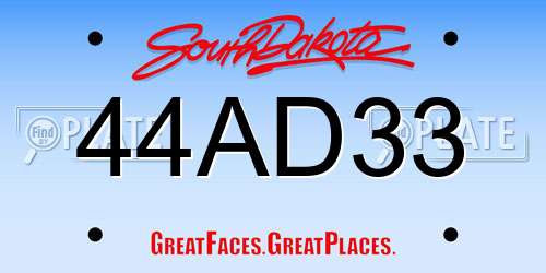 44AD33 South Dakota License Plate