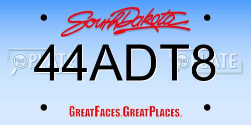 44ADT8 South Dakota License Plate