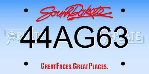 44AG63 South Dakota License Plate
