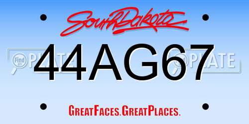 44AG67 South Dakota License Plate