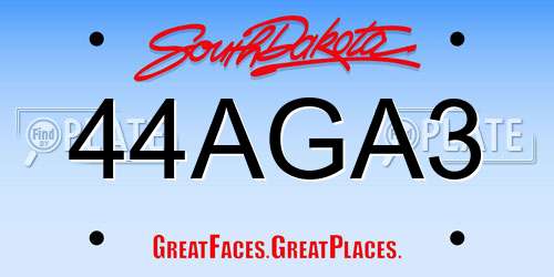 44AGA3 South Dakota License Plate