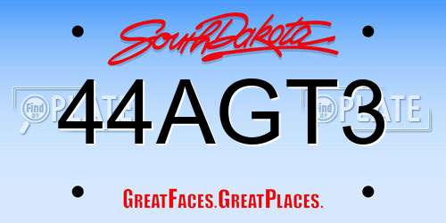 44AGT3 South Dakota License Plate