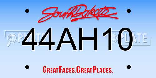 44AH10 South Dakota License Plate