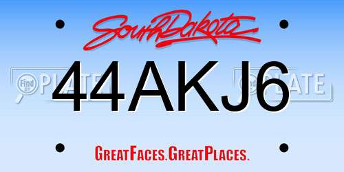 44AKJ6 South Dakota License Plate