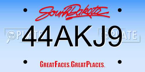44AKJ9 South Dakota License Plate