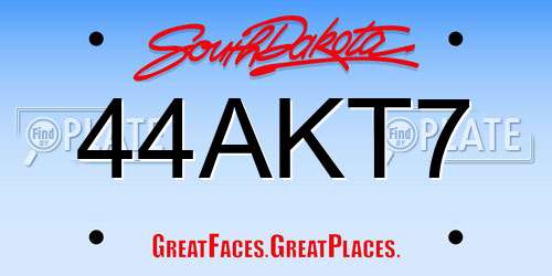 44AKT7 South Dakota License Plate