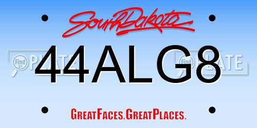 44ALG8 South Dakota License Plate