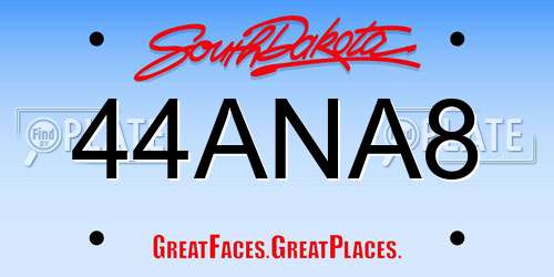 44ANA8 South Dakota License Plate