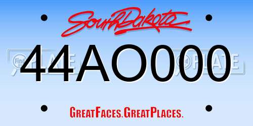 44AO000 South Dakota License Plate