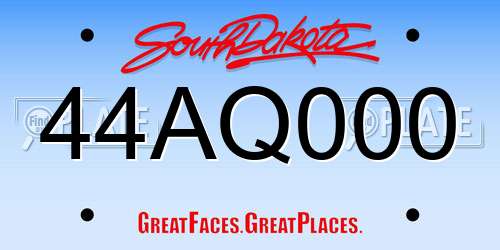 44AQ000 South Dakota License Plate