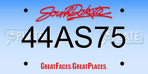 44AS75 South Dakota License Plate