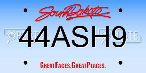44ASH9 South Dakota License Plate