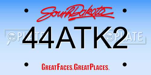 44ATK2 South Dakota License Plate