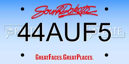 44AUF5 South Dakota License Plate