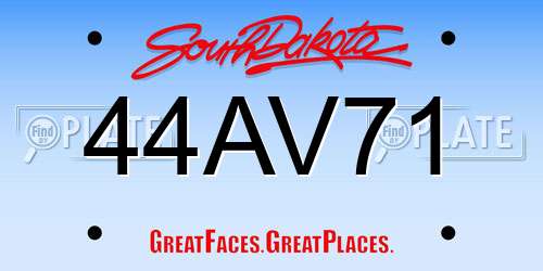 44AV71 South Dakota License Plate