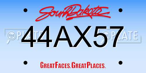 44AX57 South Dakota License Plate