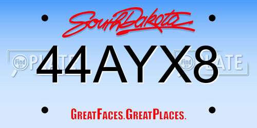 44AYX8 South Dakota License Plate