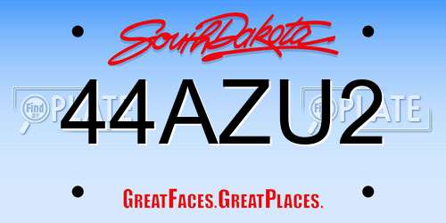 44AZU2 South Dakota License Plate