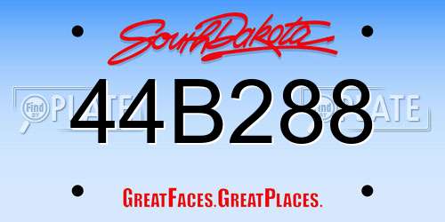 44B288 South Dakota License Plate