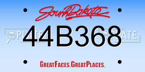 44B368 South Dakota License Plate