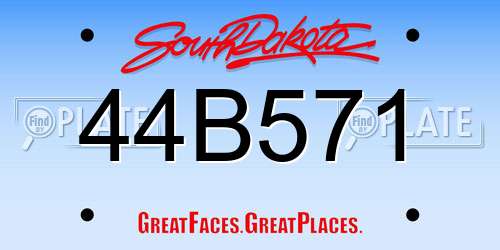 44B571 South Dakota License Plate