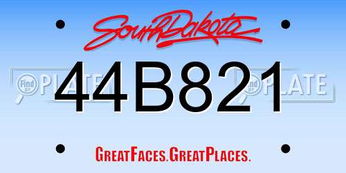 44B821 South Dakota License Plate