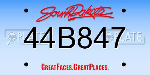 44B847 South Dakota License Plate