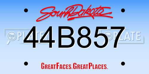 44B857 South Dakota License Plate
