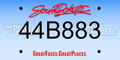 44B883 South Dakota License Plate