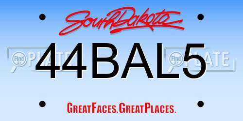 44BAL5 South Dakota License Plate