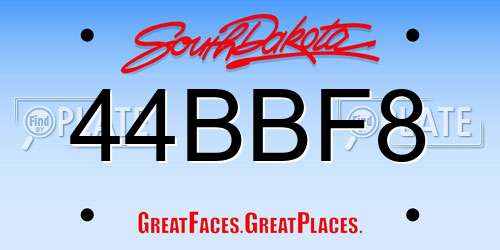 44BBF8 South Dakota License Plate