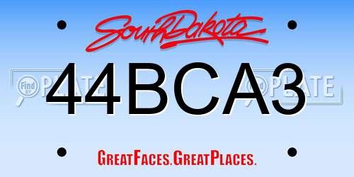 44BCA3 South Dakota License Plate