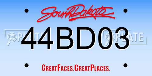 44BD03 South Dakota License Plate